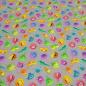 Preview: Stoff Baumwolle Jersey mit Monster Design grau multicolor bunt Kinderstoff Kleiderstoff